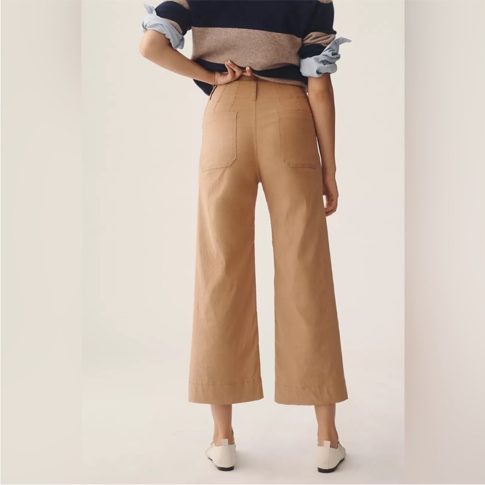 Maeve Wide-Leg Cropped Pants in Tan